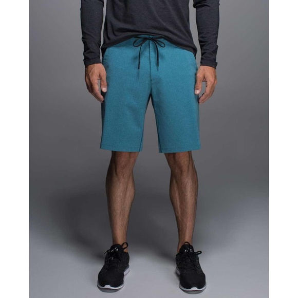 Lululemon 3rd Street Shorts Heathered Tofino Teal Blue Mens 38 Hybrid Board Swim - Picture 11 of 12